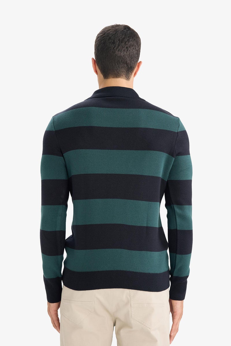 DeFacto Green Man Standard Fit Polo Collar Knitwear Pullover Casual - Image 5